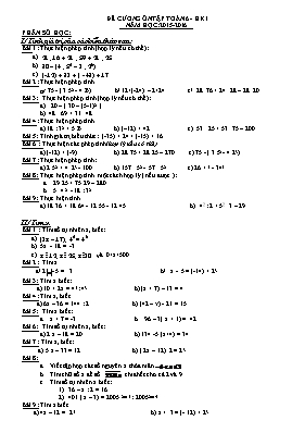 Đề cương ôn tập Toán 6 - HK 1 năm học 2015-2016